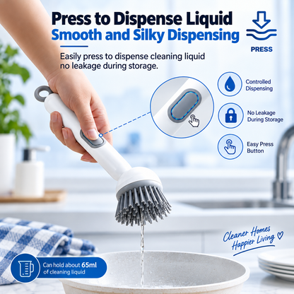 Soap Dispensing Dish Brush | Press to Clean | No Mess Hands