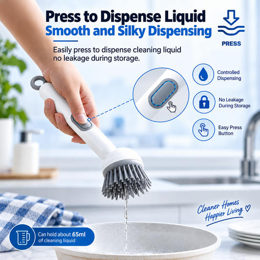 Soap Dispensing Dish Brush | Press to Clean | No Mess Hands