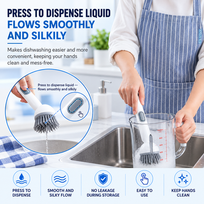 Soap Dispensing Dish Brush | Press to Clean | No Mess Hands